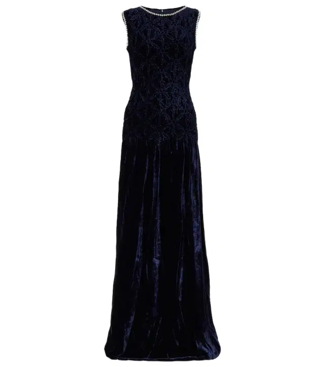 Costarellos Embellished velvet gown