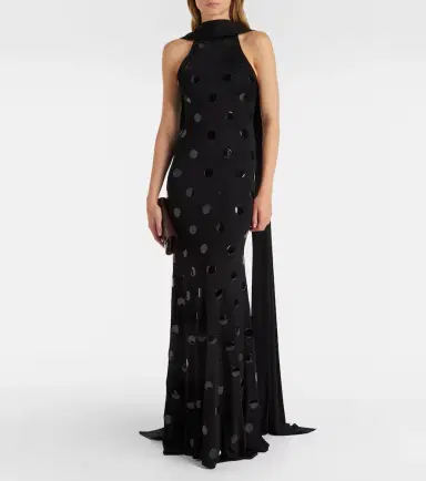David Koma Embellished scarf-detail jersey gown | Thumbnail 2
