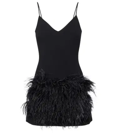David Koma Feather-trimmed minidress | Thumbnail 1 David Koma Feather-trimmed minidress | Thumbnail 1