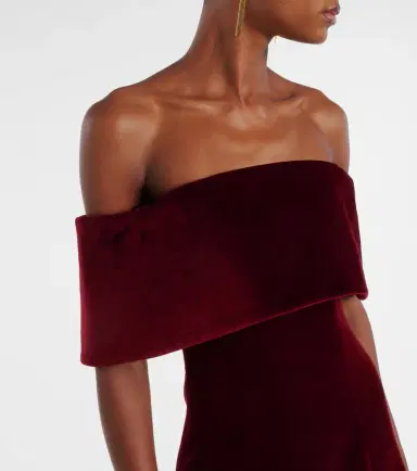 Emilia Wickstead Carita off-shoulder cotton velvet midi dress | Thumbnail 3 Emilia Wickstead Carita off-shoulder cotton velvet midi dress | Thumbnail 3