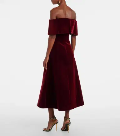 Emilia Wickstead Carita off-shoulder cotton velvet midi dress | Thumbnail 5 Emilia Wickstead Carita off-shoulder cotton velvet midi dress | Thumbnail 5