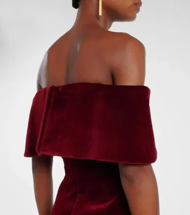 Emilia Wickstead Carita off-shoulder cotton velvet midi dress | Thumbnail 7 Emilia Wickstead Carita off-shoulder cotton velvet midi dress | Thumbnail 7