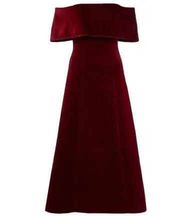Emilia Wickstead Carita off-shoulder cotton velvet midi dress | Thumbnail 1 Emilia Wickstead Carita off-shoulder cotton velvet midi dress | Thumbnail 1