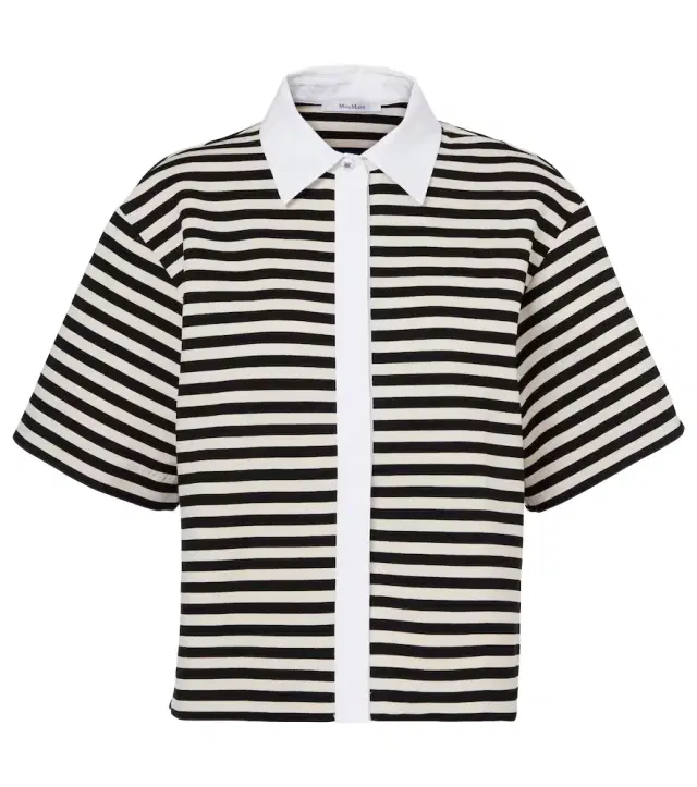 Max Mara Wilson striped poplin-trimmed jersey shirt