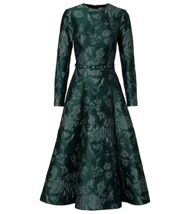 Capucine floral cloqué midi dress