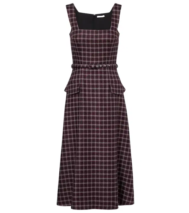 Petra houndstooth wool-blend midi dress