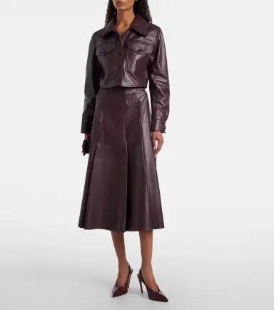 Emilia Wickstead Kensie high-rise leather midi skirt | Thumbnail 4