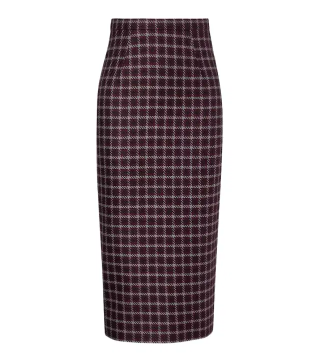 Emilia Wickstead Lorelei houndstooth genzianella pencil skirt