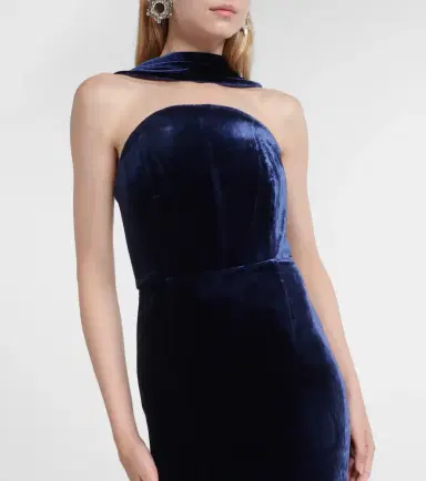 Roland Mouret Scarf-detail velvet corset gown | Thumbnail 2 Roland Mouret Scarf-detail velvet corset gown | Thumbnail 2