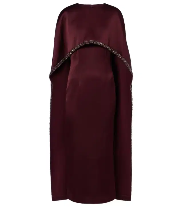 Roland Mouret Embellished caped satin crêpe midi dress