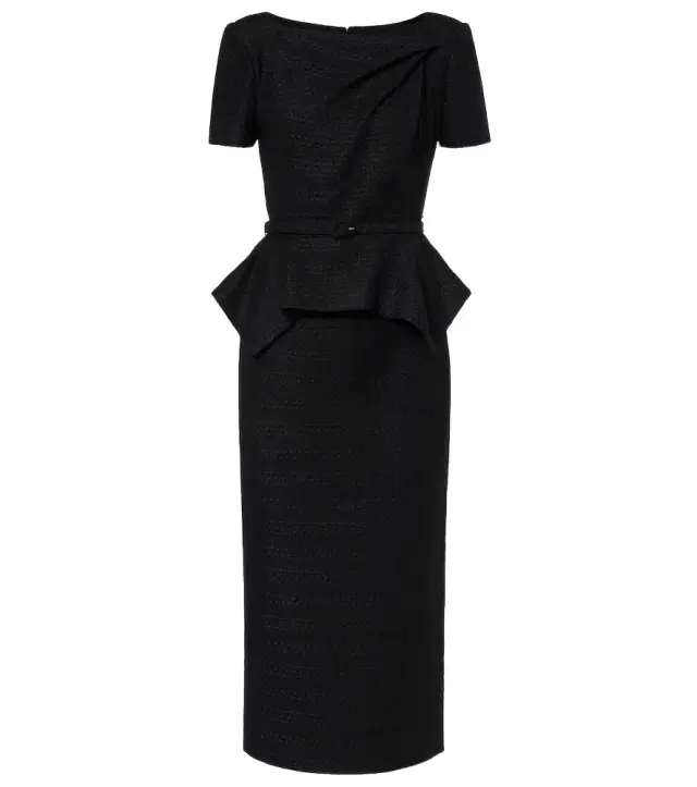 Roland Mouret Belted peplum bouclé midi dress