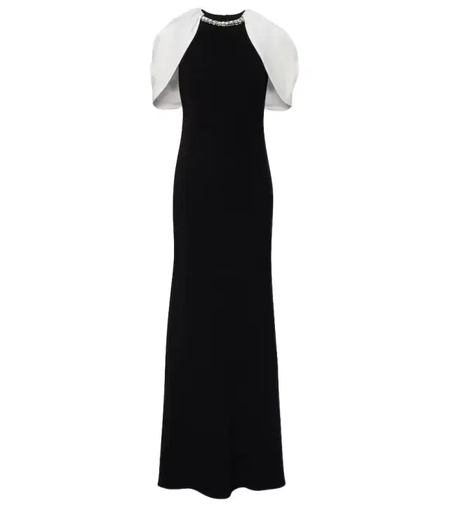 Roland Mouret Embellished caped satin crêpe gown