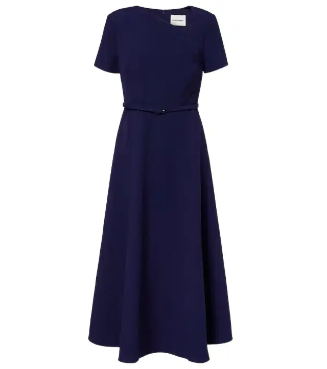 Roland Mouret Asymmetric belted crêpe midi dress