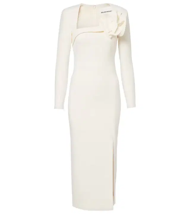 Roland Mouret Floral-appliqué crêpe midi dress