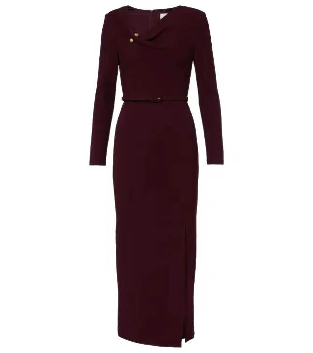 Roland Mouret Draped belted wool crêpe midi dress