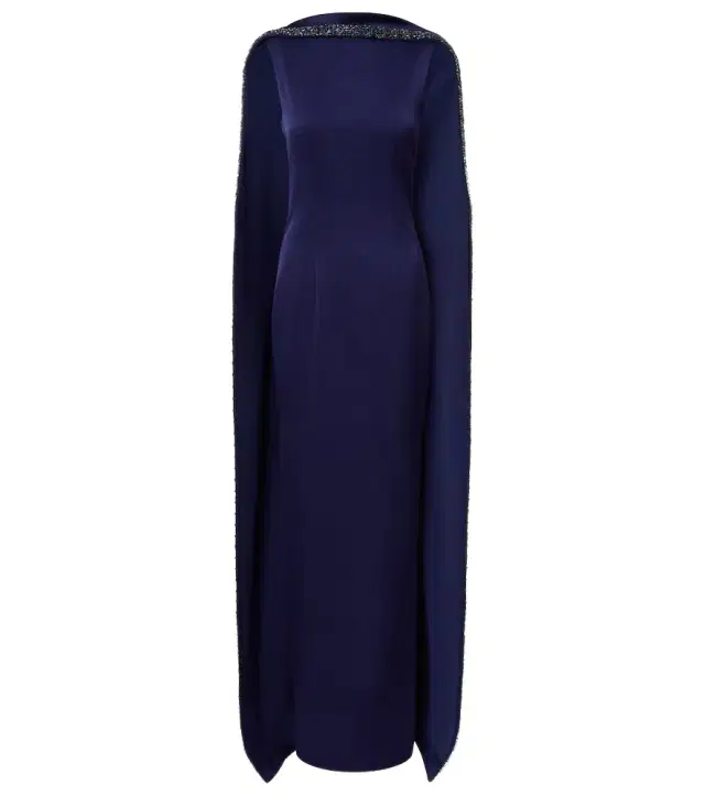 Roland Mouret Embellished caped satin crêpe gown