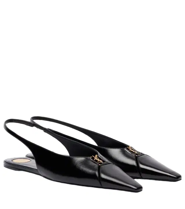 Saint Laurent Babylone leather slingback flats