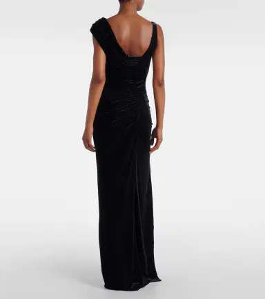 Versace Asymmetric gathered velvet gown | Thumbnail 5