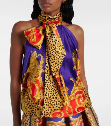 Versace Bow-detail printed silk satin top | Thumbnail 3 Versace Bow-detail printed silk satin top | Thumbnail 3
