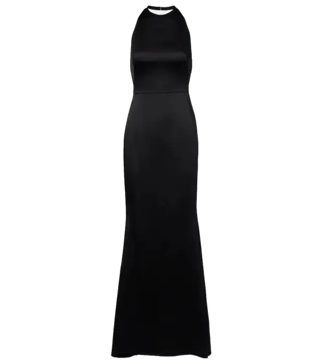 Open-back crêpe and satin gown