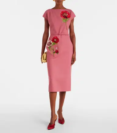 Oscar de la Renta Floral-appliqué midi dress | Thumbnail 2