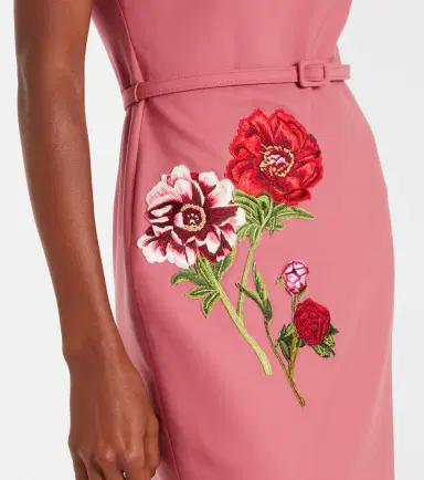 Oscar de la Renta Floral-appliqué midi dress | Thumbnail 3