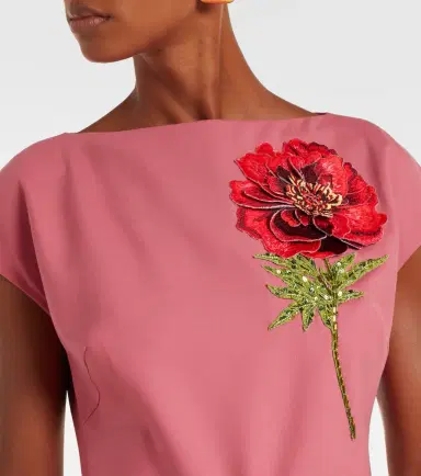 Oscar de la Renta Floral-appliqué midi dress | Thumbnail 6