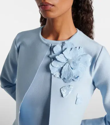 Oscar de la Renta Cropped floral-appliqué sequined jacket | Thumbnail 4