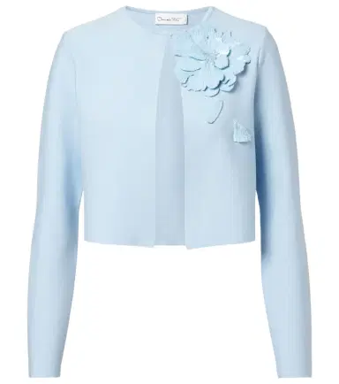 Oscar de la Renta Cropped floral-appliqué sequined jacket | Thumbnail 1