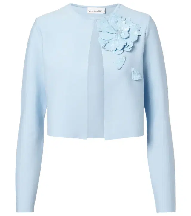 Cropped floral-appliqué sequined jacket