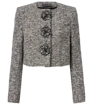 Oscar de la Renta Floral-appliqué cotton-blend tweed jacket | Thumbnail 1 Oscar de la Renta Floral-appliqué cotton-blend tweed jacket | Thumbnail 1