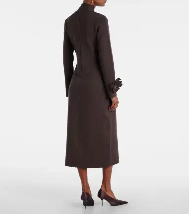 Oscar de la Renta Floral-appliqué wool-blend midi dress | Thumbnail 5