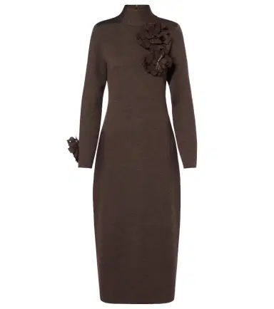Oscar de la Renta Floral-appliqué wool-blend midi dress | Thumbnail 1