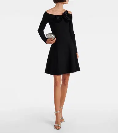 Oscar de la Renta Floral-appliqué off-shoulder minidress | Thumbnail 2