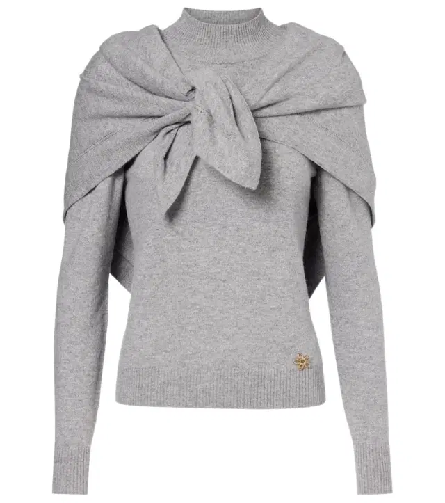 Oscar de la Renta Scarf-detail cashmere sweater
