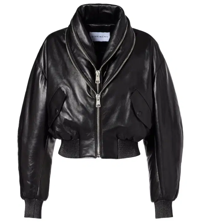 Leather bomber jacket