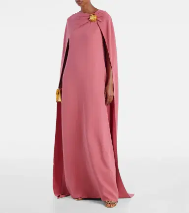 Oscar de la Renta Caped silk-blend gown | Thumbnail 2