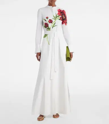 Oscar de la Renta Peony cotton-blend poplin maxi dress | Thumbnail 2