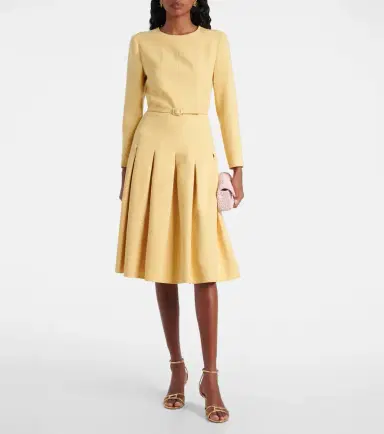 Oscar de la Renta Pleated crêpe midi dress | Thumbnail 3 Oscar de la Renta Pleated crêpe midi dress | Thumbnail 3