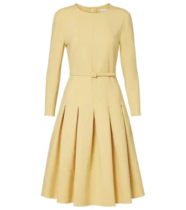 Pleated crêpe midi dress