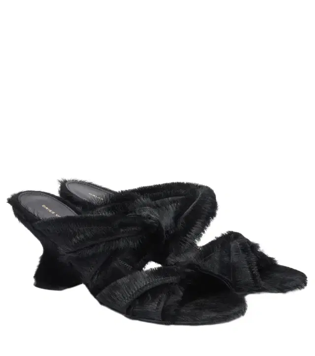 Dries Van Noten Calf hair wedge sandals