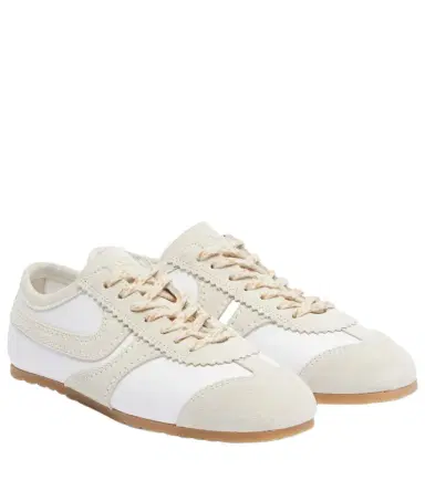 Dries Van Noten Suede-trimmed leather sneakers | Thumbnail 1