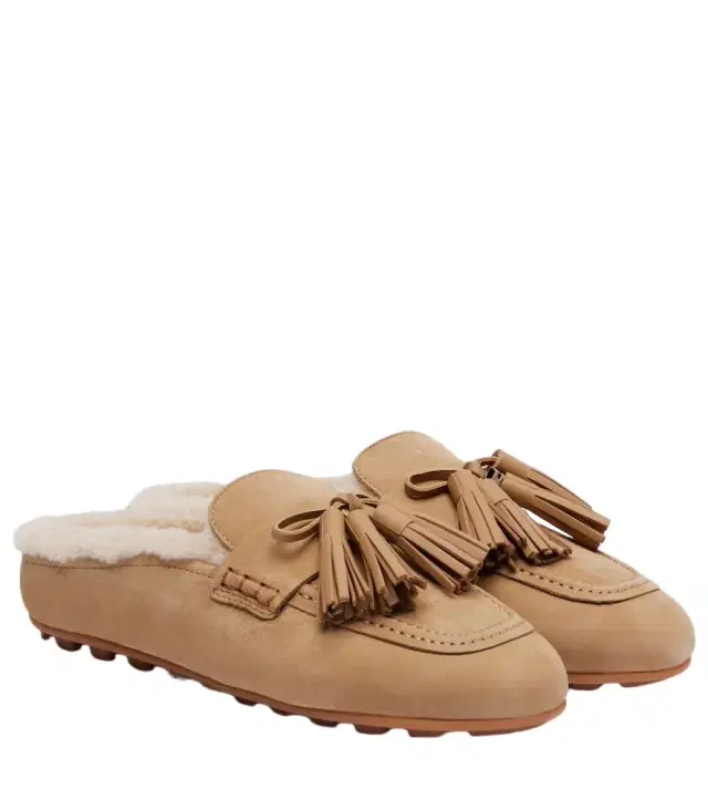 Hogan H693 shearling-lined leather mules
