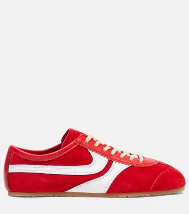 Dries Van Noten Leather-trimmed suede sneakers | Thumbnail 4