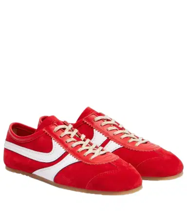Dries Van Noten Leather-trimmed suede sneakers | Thumbnail 1