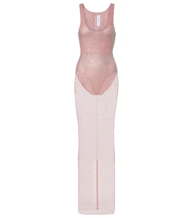 Alex Perry Crystal-embellished mesh maxi dress