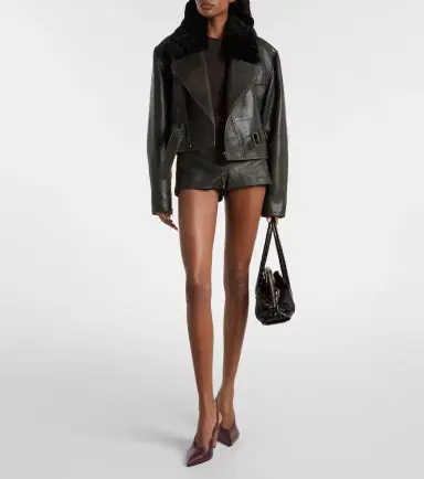 Alex Perry Low-rise leather micro shorts | Thumbnail 2 Alex Perry Low-rise leather micro shorts | Thumbnail 2