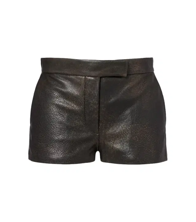 Low-rise leather micro shorts