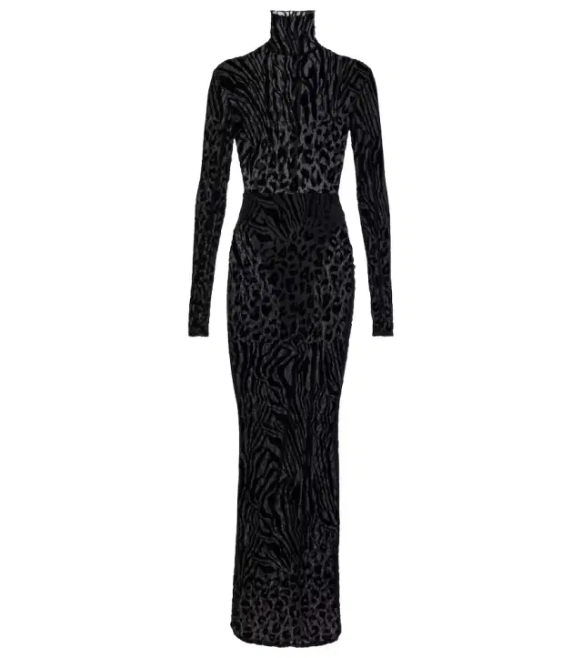 Alex Perry Sheer animal-print devoré maxi dress