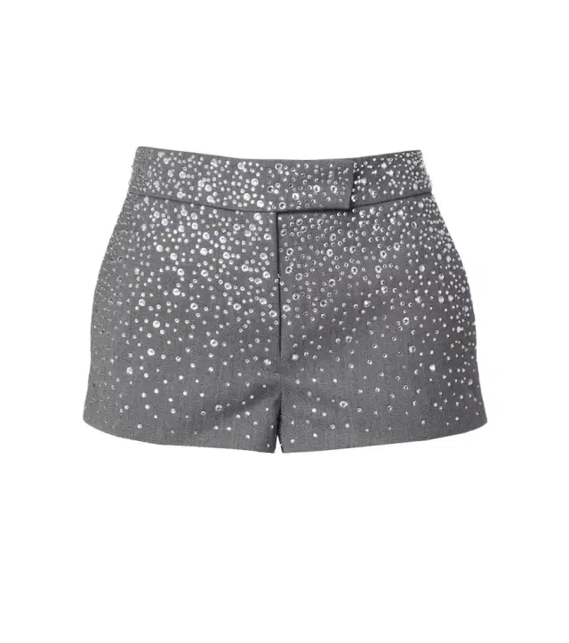 Low-rise crystal-embellished micro shorts